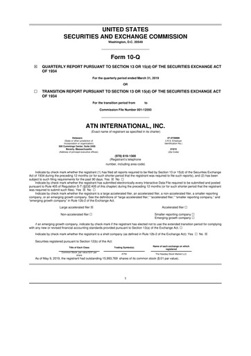 Thumbnail ATN International 10-Q Quarterly Report FY2019 