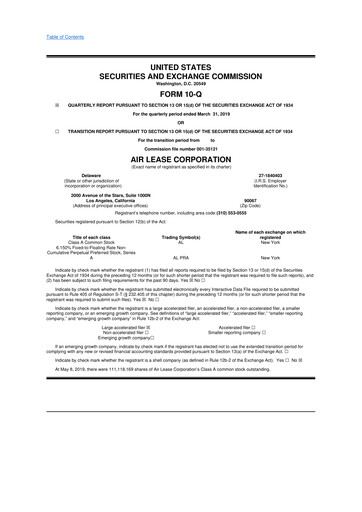 Thumbnail Air Lease Corporation
 10-Q Quarterly Report FY2019 