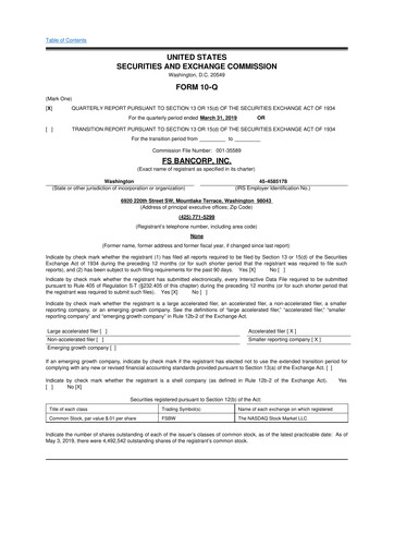 Thumbnail FS Bancorp 10-Q Quarterly Report FY2019 