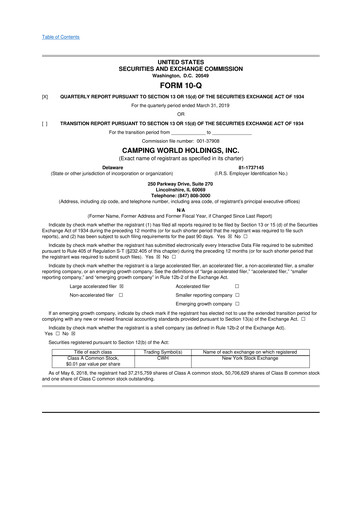 Vorschaubild Camping World
 10-Q Quartalsbericht 2019 