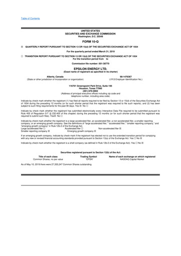 Thumbnail Epsilon Energy 10-Q Quarterly Report FY2019 