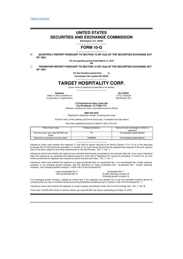 Thumbnail Target Hospitality 10-Q Quarterly Report FY2019 