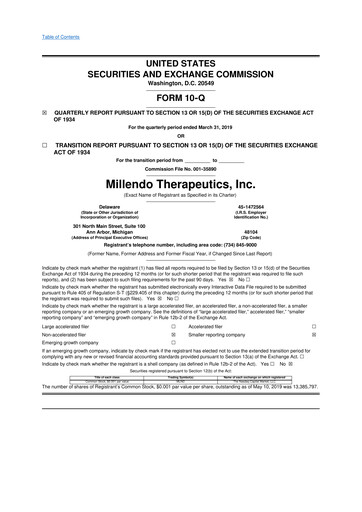 Thumbnail Tempest Therapeutics 10-Q Quarterly Report FY2019 