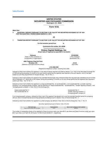 Vorschaubild Victory Capital 10-Q Quartalsbericht 2019 