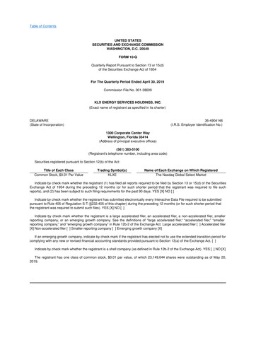 Thumbnail KLX Energy Services 10-Q Quarterly Report FY2019 
