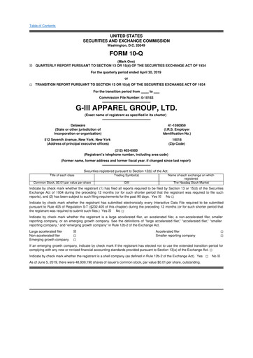 Thumbnail G-III Apparel Group 10-Q Quarterly Report FY2020 