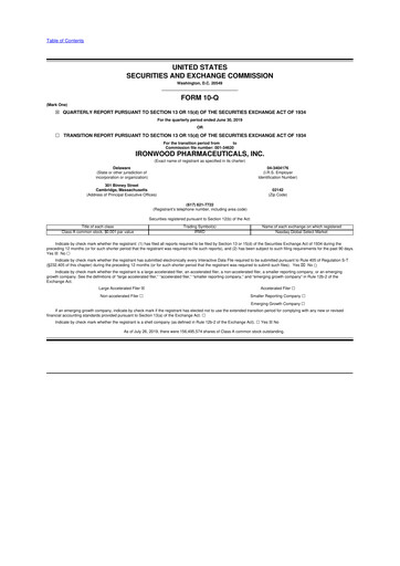 Thumbnail Ironwood Pharmaceuticals
 10-Q Quarterly Report FY2019 