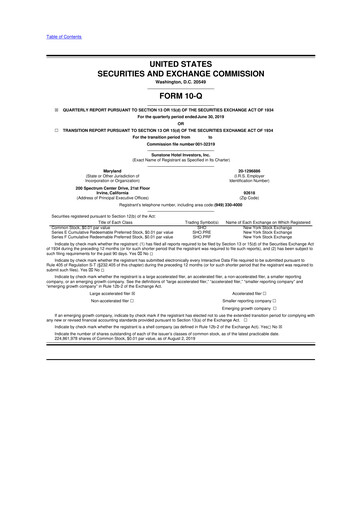 Thumbnail Sunstone Hotel Investors
 10-Q Quarterly Report FY2019 