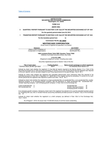 Thumbnail NextDecade Corp 10-Q Quarterly Report FY2019 