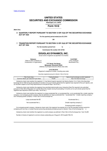 Thumbnail Douglas Dynamics
 10-Q Quarterly Report FY2019 