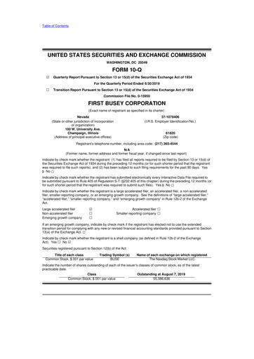 Thumbnail First Busey 10-Q Quarterly Report FY2019 