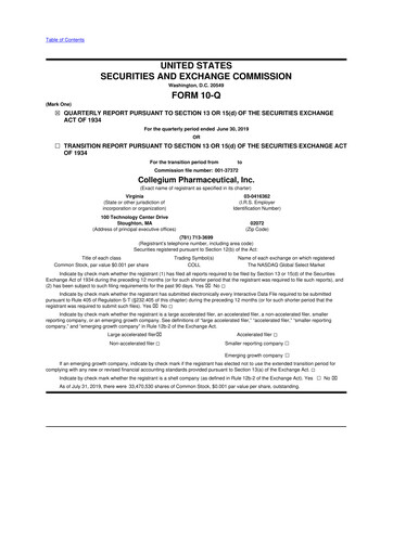 Thumbnail Collegium Pharmaceutical
 10-Q Quarterly Report FY2019 