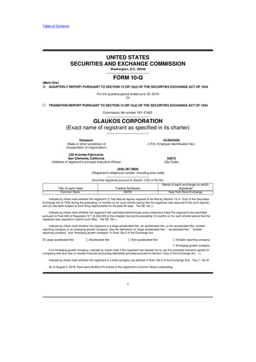 Thumbnail Glaukos 10-Q Quarterly Report FY2019 