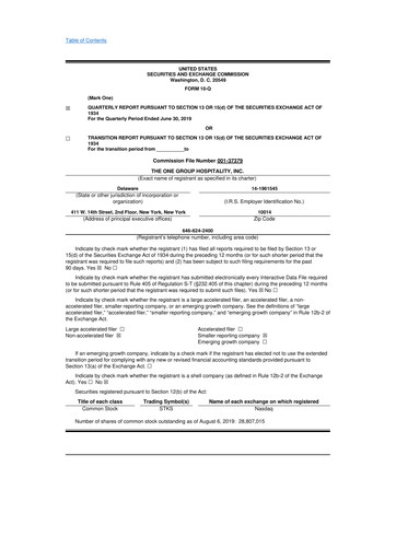 Thumbnail The ONE Group Hospitality 10-Q Quarterly Report FY2019 