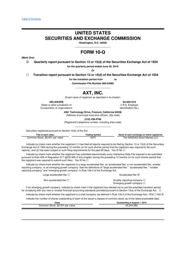 Thumbnail AXT Inc
 10-Q Quarterly Report FY2019 
