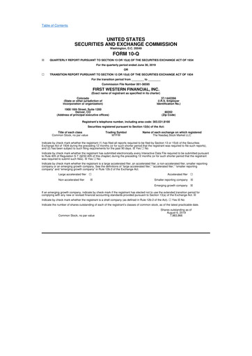 Vorschaubild First Western Financial 10-Q Quartalsbericht 2018 