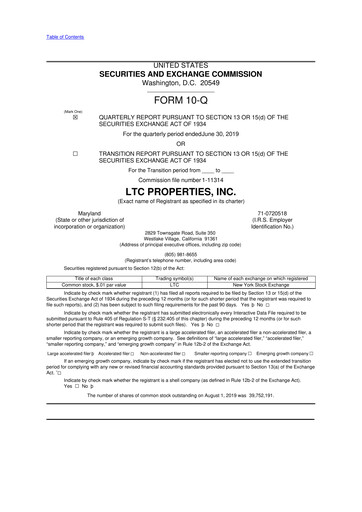Thumbnail LTC Properties 10-Q Quarterly Report FY2019 
