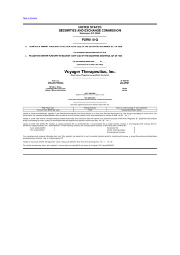 Thumbnail Voyager Therapeutics
 10-Q Quarterly Report FY2019 