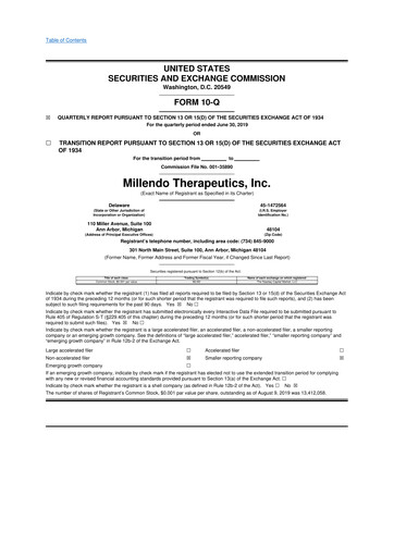 Thumbnail Tempest Therapeutics 10-Q Quarterly Report FY2019 