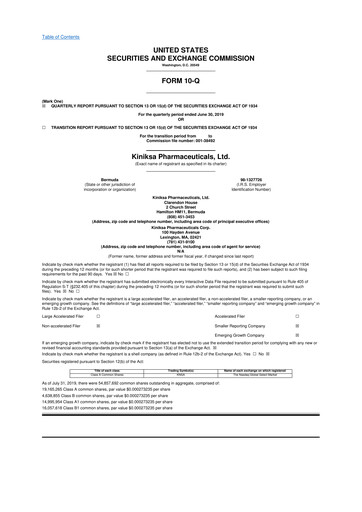 Thumbnail Kiniksa Pharmaceuticals
 10-Q Quarterly Report FY2019 