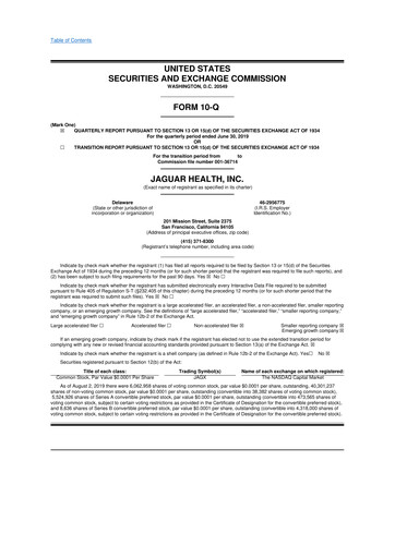 Thumbnail Jaguar Health 10-Q Quarterly Report FY2019 