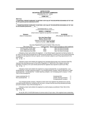 Thumbnail Deere & Company (John Deere) 10-Q Quarterly Report FY2019 