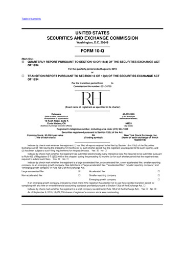 Thumbnail Restoration Hardware
 10-Q Quarterly Report FY2019 