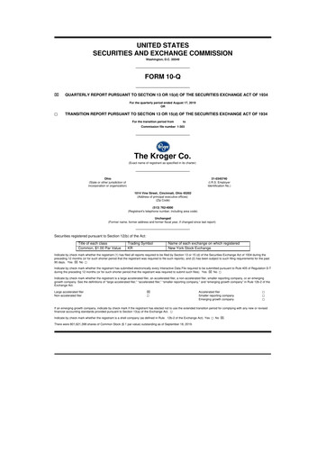 Miniature Kroger 10-Q Rapport trimestriel 2019 