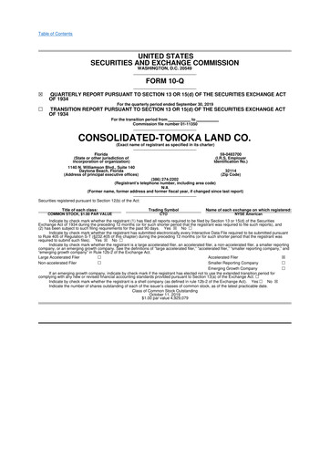 Vorschaubild CTO Realty Growth 10-Q Quartalsbericht 2019 