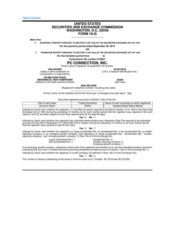 Miniature PC Connection
 10-Q Rapport trimestriel 2019 