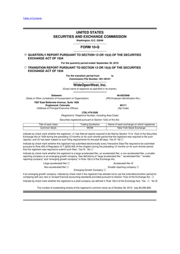 Thumbnail WideOpenWest 10-Q Quarterly Report FY2019 