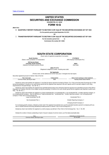 Miniature South State Corp 10-Q Rapport trimestriel 2019 