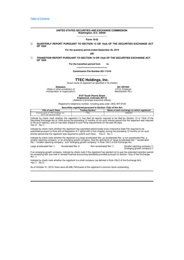 Thumbnail TTEC 10-Q Quarterly Report FY2019 