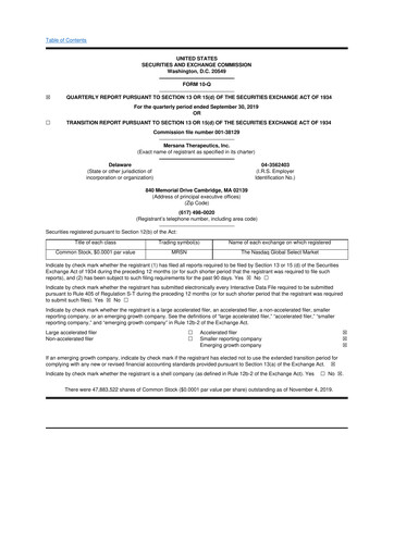 Thumbnail Mersana Therapeutics 10-Q Quarterly Report FY2019 