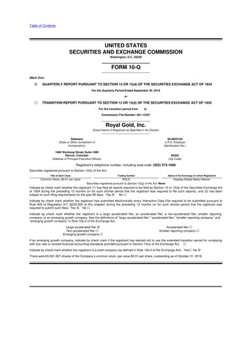 Vorschaubild Royal Gold
 10-Q Quartalsbericht 2020 