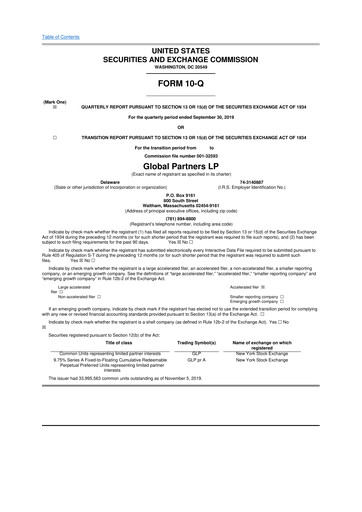 Thumbnail Global Partners LP 10-Q Quarterly Report FY2019 