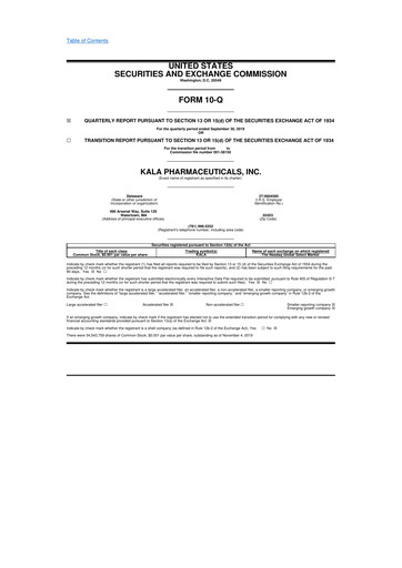 Thumbnail KALA BIO 10-Q Quarterly Report FY2019 