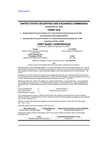 Thumbnail First Busey 10-Q Quarterly Report FY2019 