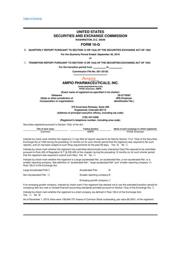 Thumbnail Ampio Pharmaceuticals 10-Q Quarterly Report FY2019 