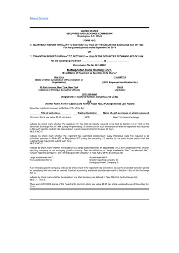 Thumbnail Metropolitan Bank Holding 10-Q Quarterly Report FY2019 