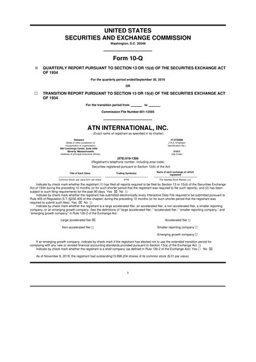 Thumbnail ATN International 10-Q Quarterly Report FY2019 