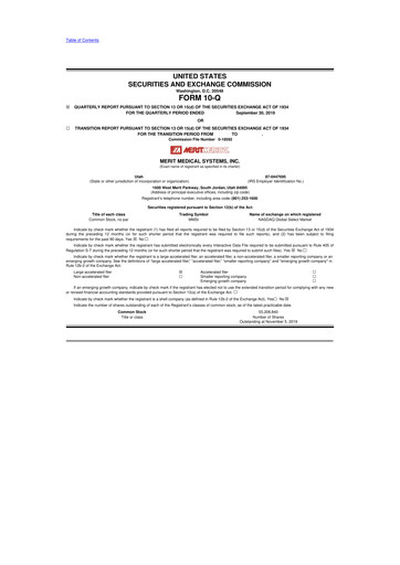 Thumbnail Merit Medical 10-Q Quarterly Report FY2019 