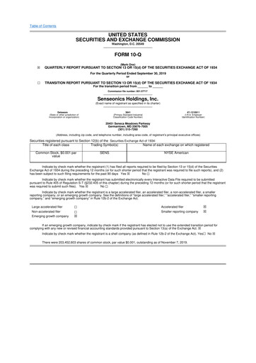Thumbnail Senseonics Holdings
 10-Q Quarterly Report FY2019 