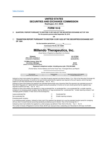Thumbnail Tempest Therapeutics 10-Q Quarterly Report FY2019 