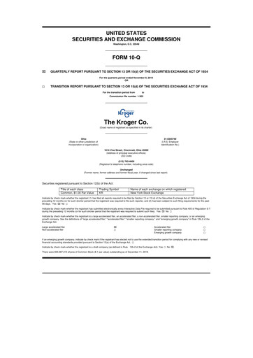 Miniature Kroger 10-Q Rapport trimestriel 2019 