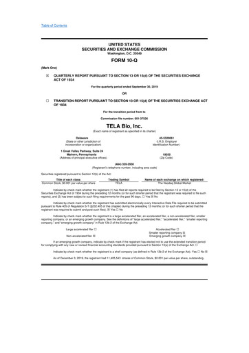 Thumbnail TELA Bio 10-Q Quarterly Report FY2019 