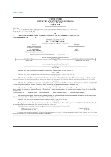 Miniature PC Connection
 10-K Rapport annuel 2019