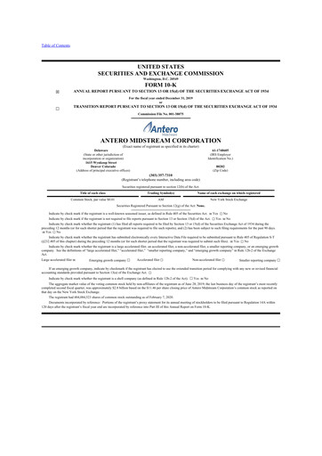 Thumbnail Antero Midstream
 10-K Annual Report 2019