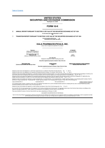 Thumbnail KALA BIO 10-K Annual Report 2019