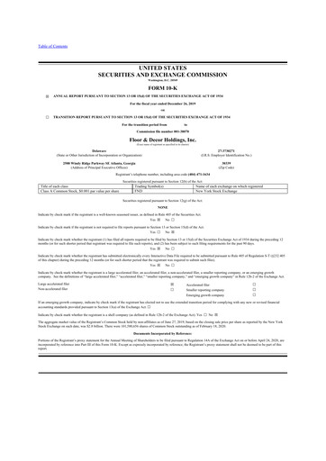 Miniature Floor & Decor

 10-K Rapport annuel 2019